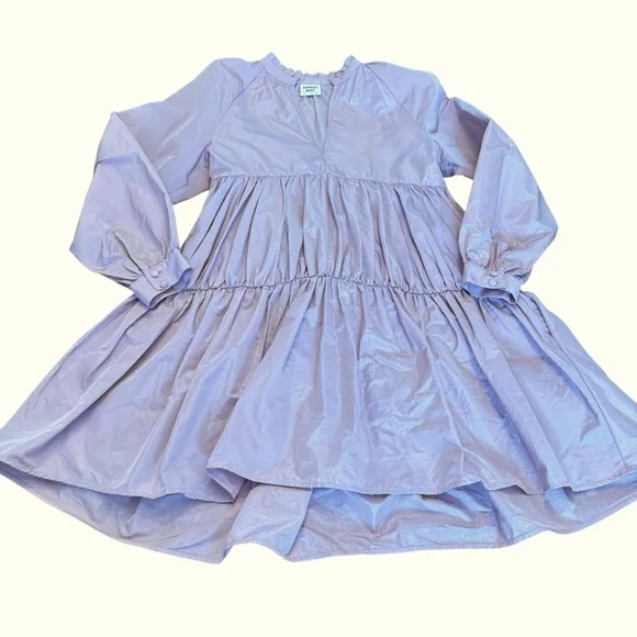 Aritzia Sunday Best Lilac Alice Taffeta Oversized Babydoll Dress Pockets XXS - Picture 4 of 10